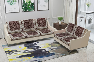 Nendle Velvet Abstract 3+2 Seater Sofa Cover(Coffee Pack of 4)