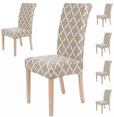Essensa Furnishings Polyester Abstract 1 Seater Chair Cover(Skiny Beige Pack of 6)