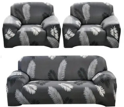 SIYA TEXTILES Polyester 3+1+1 Seater Sofa Floral Cover(Pack of 3 Grey)