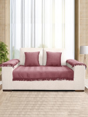 Saral Home Velvet Geometric Sofa Cover(Pink Pack of 1)