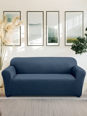 Flipkart SmartBuy Polyester Plain 3+1+1 Seater Sofa Cover(Blue Pack of 3)
