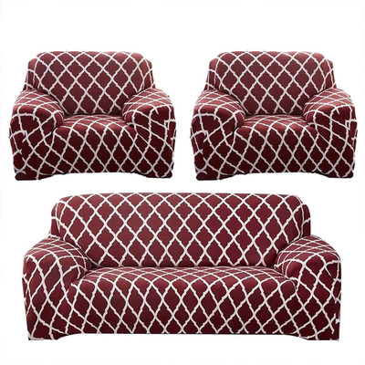 TURIYA Polyester, Polycotton Abstract 3+1+1 Seater Sofa Cover(Maroon Pack of 1)