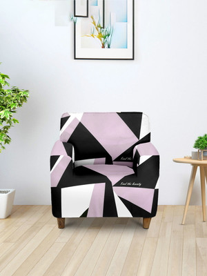 Cortina Polyester Abstract 1 Seater Sofa Cover(Purple Pack of 1)