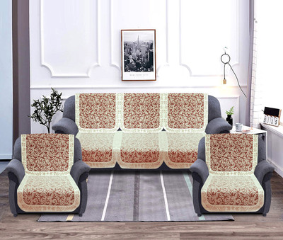 KUBER INDUSTRIES Cotton 3+1+1 Seater Sofa Floral Cover(Pack of 6 Maroon)