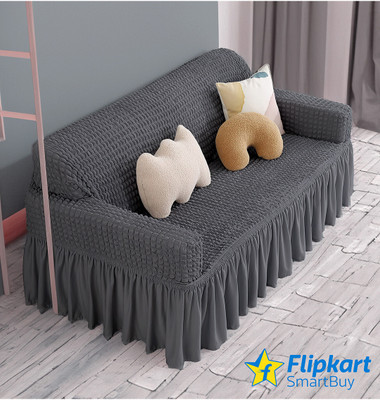 Flipkart SmartBuy Polyester Plain 2 Seater Sofa Cover(Dark Grey Pack of 1)