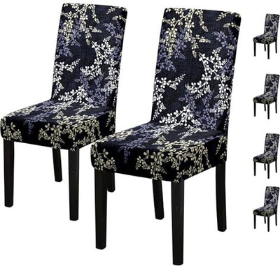 HOUSE OF QUIRK Polyester 1 Seater Chair Floral Cover(Pack of 6 White)