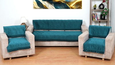 Fashion Throw Velvet 3+1+1 Seater Sofa Geometric Cover(Pack of 6 Teal)