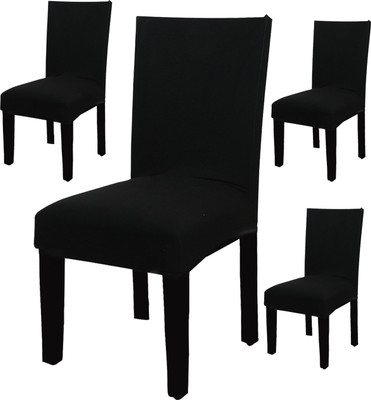 Magic Cover Polyester Plain 1 Seater Chair Cover(Black Pack of 4)
