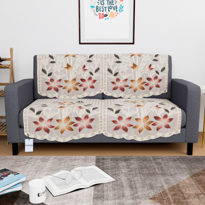 HOMESTIC by Kuber Industries Cotton 2 Seater Sofa Floral Cover(Pack of 4 Brown)