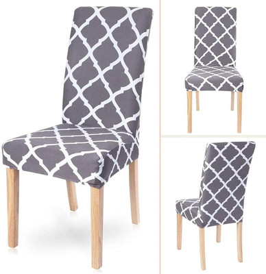 Eleganta Polycotton 1 Seater Chair Floral Cover(Pack of 8 Grey)