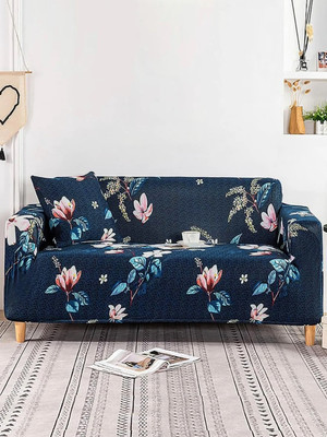 Story@home Polyester Plain 3 Seater Sofa Cover(Navy Blue Pack of 1)