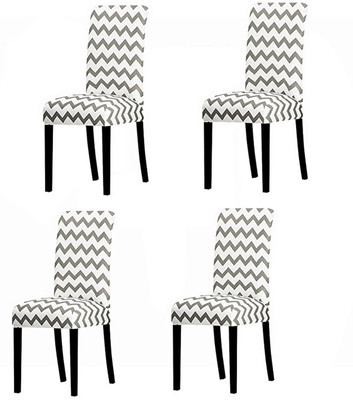 Magic Cover Polyester Abstract 1 Seater Chair Cover(White Pack of 4)