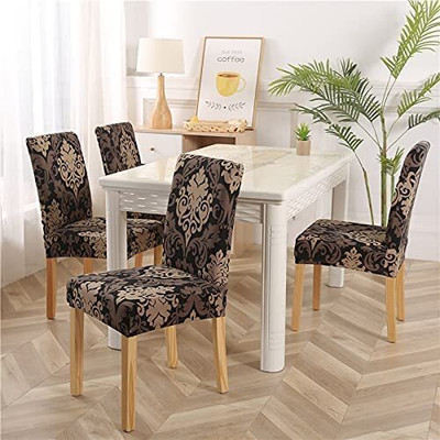 PRABHNOOR Polycotton 1 Seater Chair Damask Cover(Pack of 4 Multicolor)