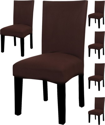 Magic Cover Polyester Plain Chair Cover(Brown Pack of 6)