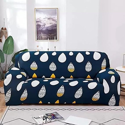 shri radhe Polyester Abstract 3 Seater Sofa Cover(Blue Pack of 1)