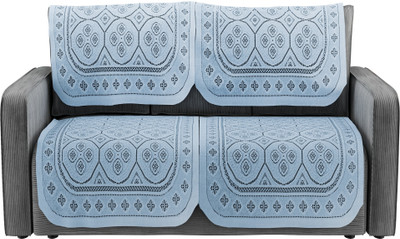 KUBER INDUSTRIES Cotton Floral 2 Seater Sofa Cover(Grey Pack of 4)