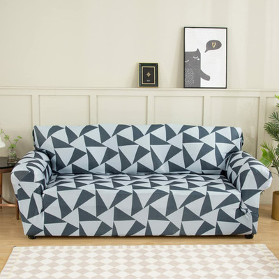 lukzer Polyester Abstract 2 Seater Sofa Cover(Grey Pack of 1)