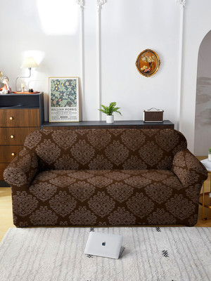 Cortina Polyester Damask 3 Seater Sofa Cover(Maroon Pack of 1)