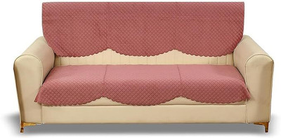 LEAFNEST Velvet Plain 3 Seater Sofa Cover(Rose Pack of 1)