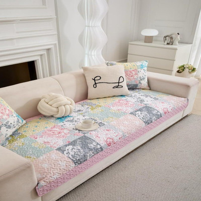 Home Cloud Cotton 1 Seater Sofa Striped Cover(Pack of 1 Pink)