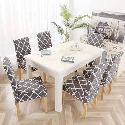 NAYISHI Polycotton 1 Seater Chair Geometric Cover(Pack of 6 grey diamonds)