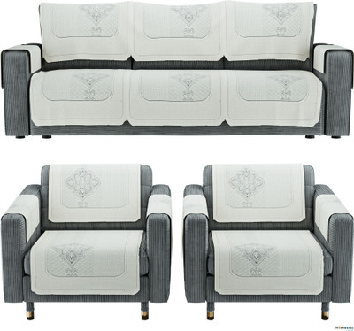 HOMESTIC Cotton 3+1+1 Seater Sofa Floral Cover(Pack of 16 White)