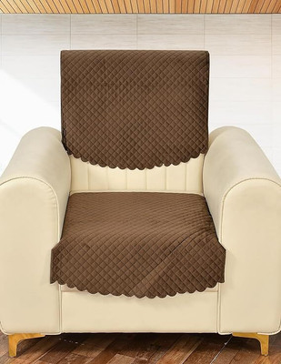 LEAFNEST Velvet Plain 1 Seater Sofa Cover(Brown Pack of 1)