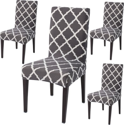 HOKiPO Polyester Geometric Chair Cover(Grey Pack of 4)