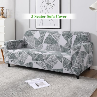 HOKiPO Polyester Geometric Sofa Cover(Elastic Stretchable Sofa Cover 3 Seater (AR-4101-S4) Pack of 1)