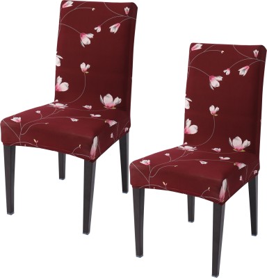 HOKiPO Polyester Floral Chair Cover(Red Pack of 2)