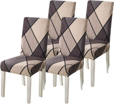 Roodra Creations Polycotton 1 Seater Chair Geometric Cover(Pack of 4 Multicolor)