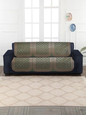 Multitex Jacquard Floral Sofa Cover(Green Pack of 2)