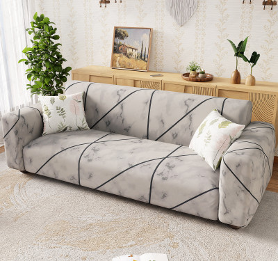 lukzer Polyester 2 Seater Sofa Floral Cover(Pack of 1 Grey Marble)