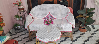Elina Enterprises Polycotton 2 Seater Sofa Floral Cover(Pack of 1 White)