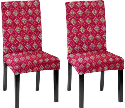 LAZI Polycotton Geometric Chair Cover(Red Pack of 2)