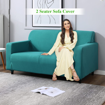 HOKiPO Polyester 2 Seater Sofa Plain Cover(Pack of 1 Green)