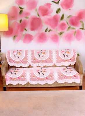 Satisfyn Cotton Floral Sofa Cover(Pink Pack of 2)