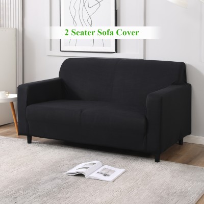 HOKiPO Polyester Plain Sofa Cover(Black Pack of 1)