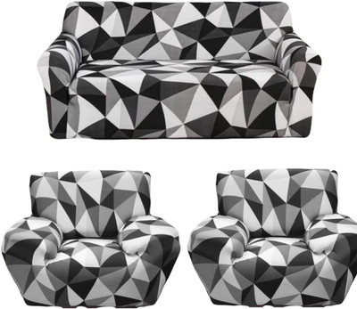 Flipkart SmartBuy Polyester Geometric 3+1+1 Seater Sofa Cover(Black Pack of 1)