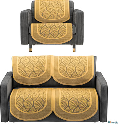 HOMESTIC Cotton 3 Seater Sofa Floral Cover(Pack of 6 Gold)
