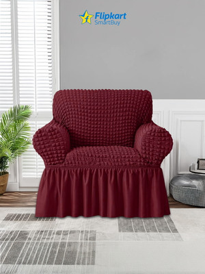 Flipkart SmartBuy Polyester Plain 1 Seater Sofa Cover(Maroon Pack of 1)