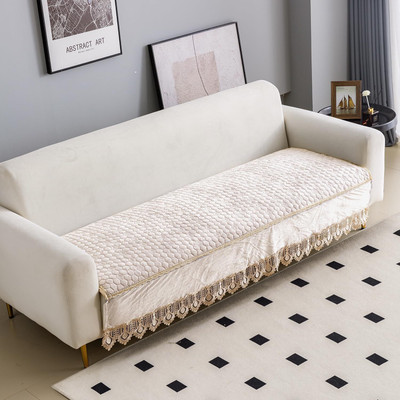 HOKiPO Velvet 1 Seater Sofa Plain Cover(Pack of 1 Beige)