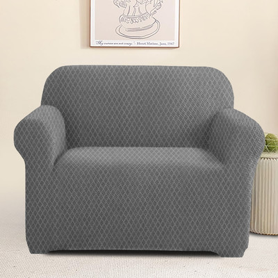 Cortina Jacquard Abstract 1 Seater Sofa Cover(Grey Pack of 1)