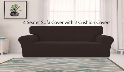 lukzer Polyester Geometric 3 Seater Sofa Cover(Brown Pack of 1)
