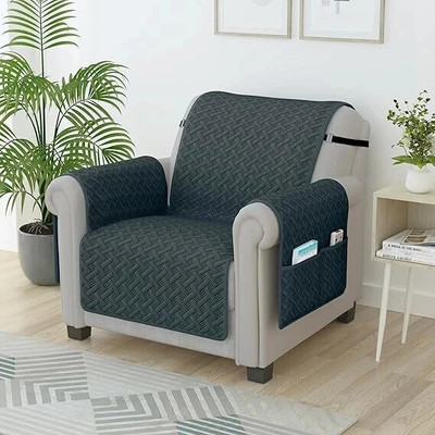 Story@home Synthetic Geometric 1 Seater Sofa Cover(Grey Pack of 1)