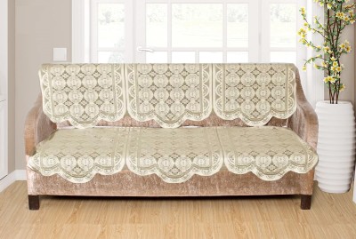 EASTTARDOMM Polycotton Floral 3 Seater Sofa Cover(Beige Pack of 2)