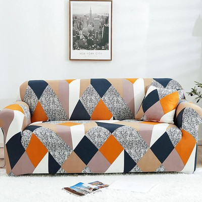 B BESTILO Polyester Geometric 3 Seater Sofa Cover(Blend Geometric Pack of 1)