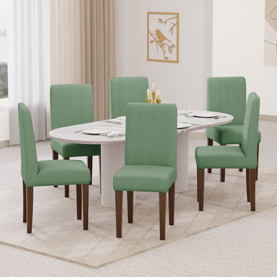lukzer Jacquard 1 Seater Chair Plain Cover(Pack of 6 Pastel Green Zigzag)