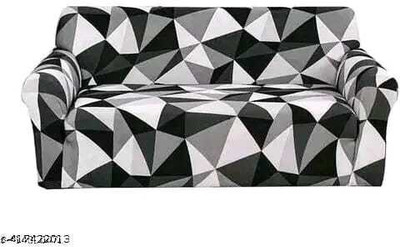 VAS Collection Polyester Abstract 3 Seater Sofa Cover(grey Pack of 3)