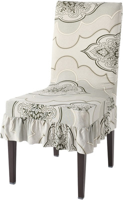 HOKiPO Polyester Damask 1 Seater Chair Cover(White Pack of 1)